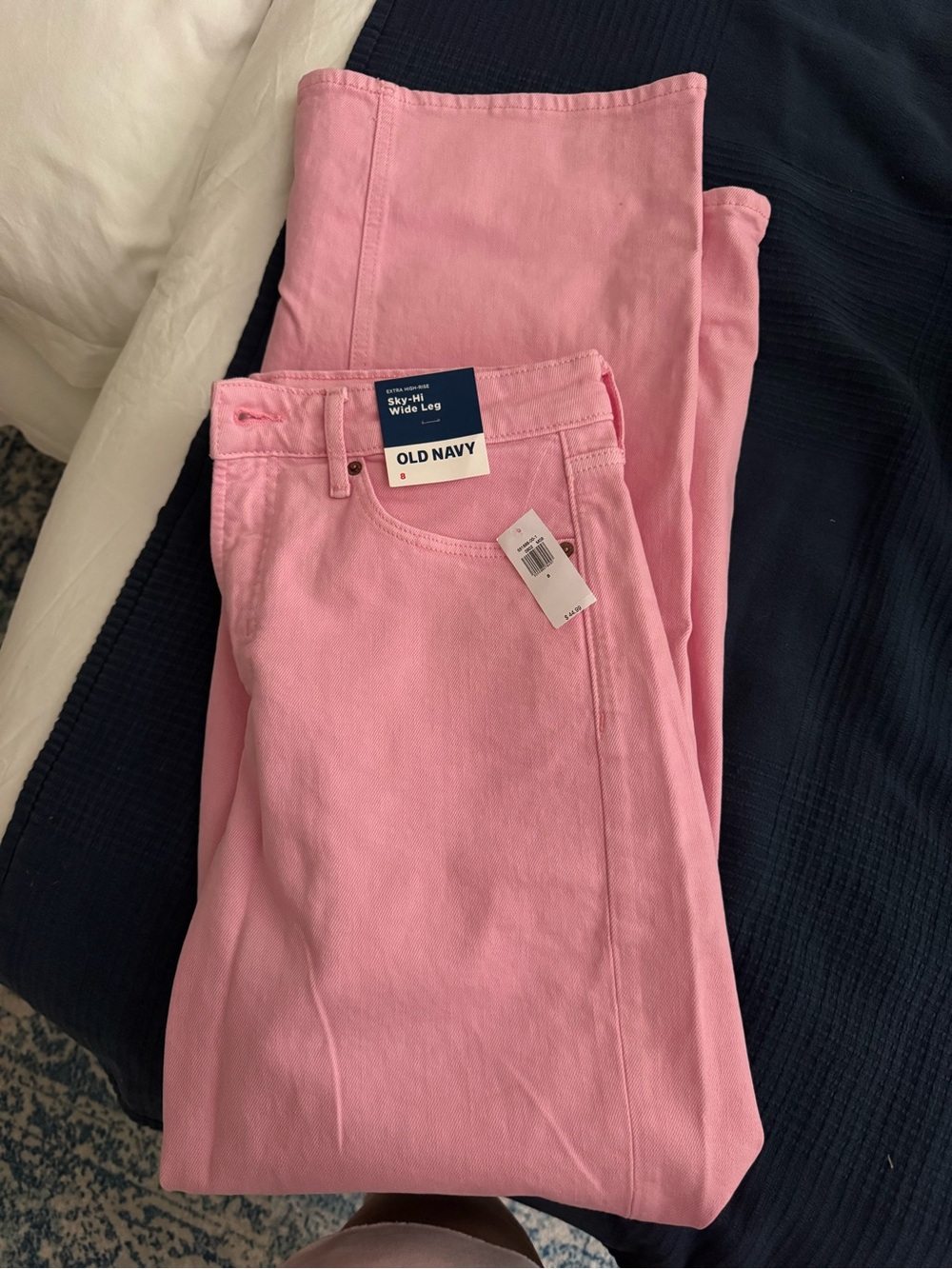 Old Navy Pink Wide-Leg Jeans - High Rise Sky-Hi